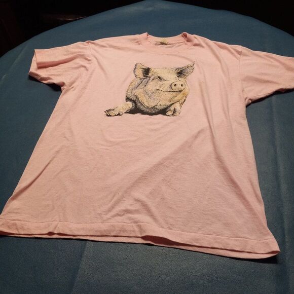 Vintage Pig  graphic Single stitched T-shirt - Picture 2 of 8